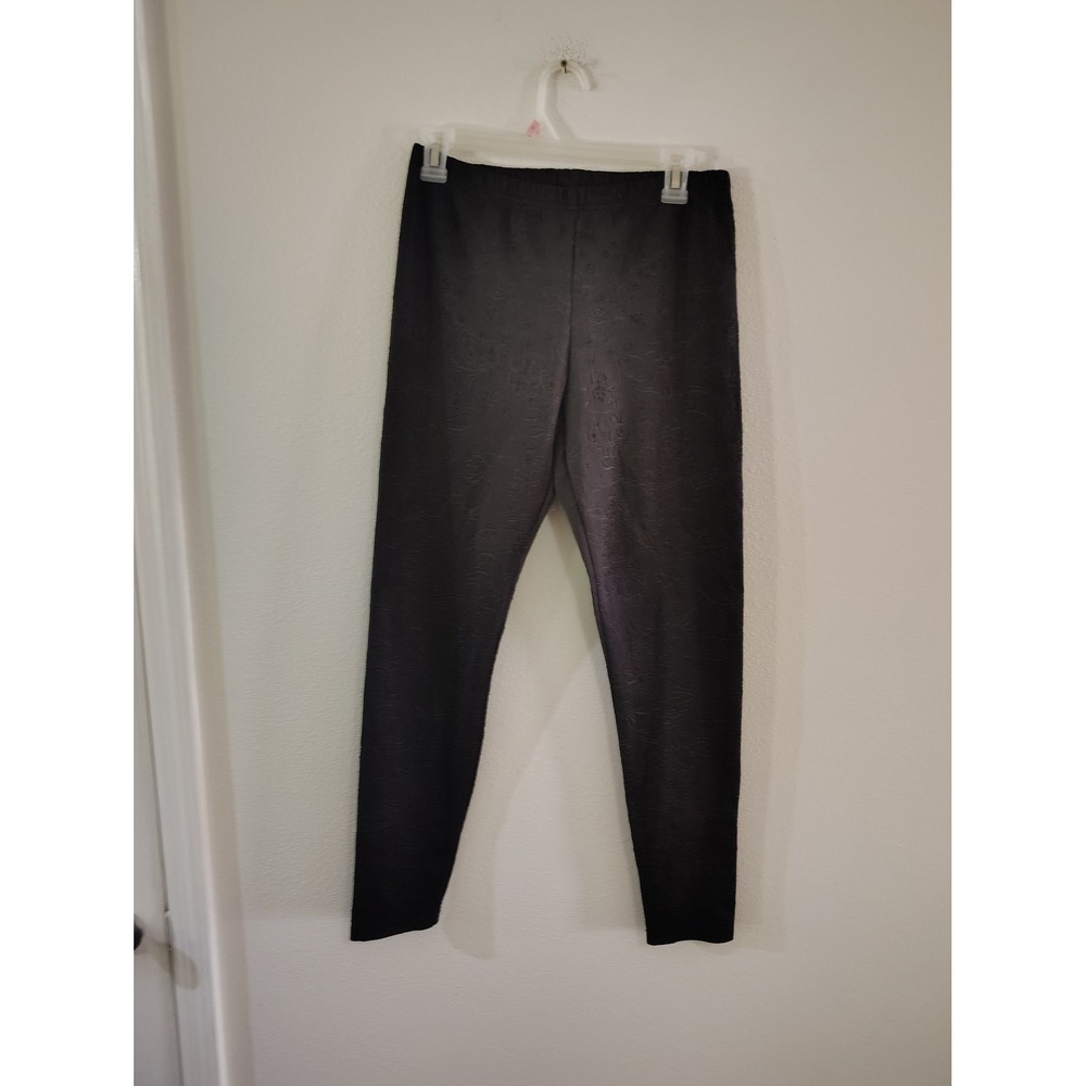 Xhilaration Womens Black Damask Floral Jacquard Leggings Size Large Slim Fit